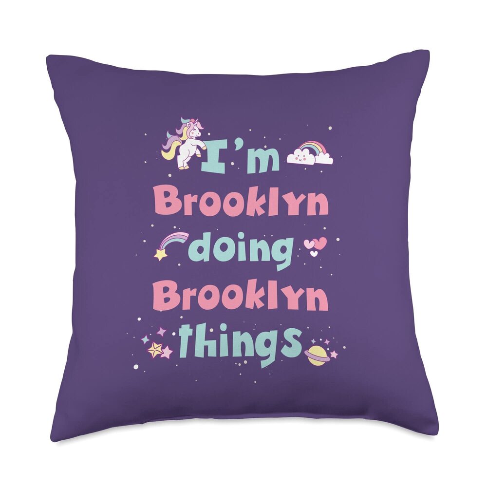2129 Cute Brooklyn Personalized First Name Girls Throw Pillow